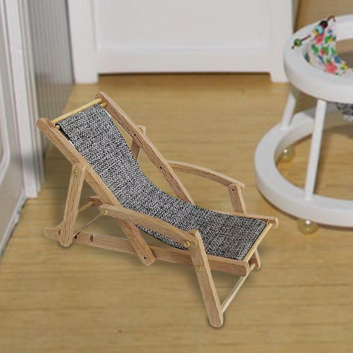 1/12 Mini Silla Al Aire Libre Artesanía Para Paisaje Gris
