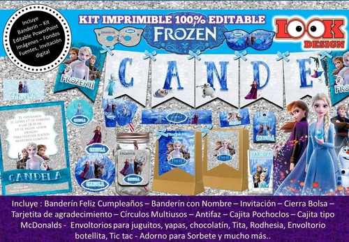 Kit Imprimible Candy Bar Frozen 2 100% Editable Powerpoint