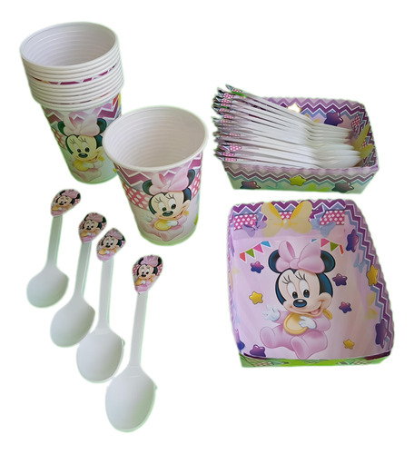 Kit Decoracion Infantil Minnie Bebe Mouse 36niños Vasos Band