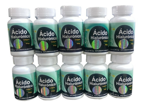 Acido Hialuronico 30 Capletas  Colageno Curcuma 10 Frascos