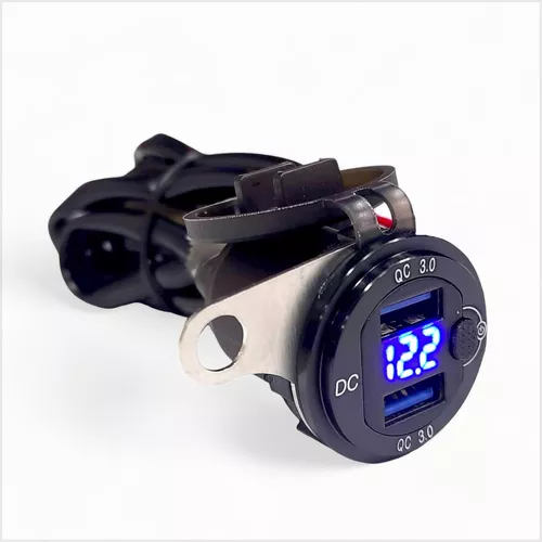 CARGADOR DOBLE USB WATERPROOF COCHE CON VOLTÍMETRO