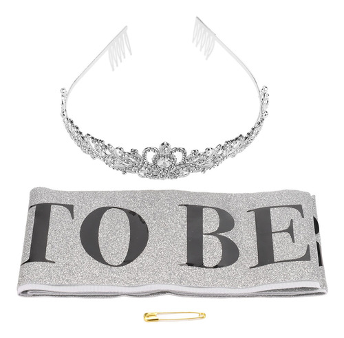 Kit De Fajín Bride Crown, Negro, Con Letras «to Be», Brillan