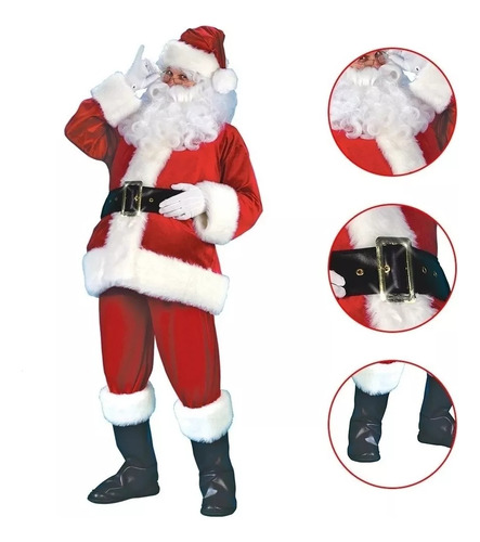 Traje Navideño De Franela De Lujo De Papá Noel Para Hombre