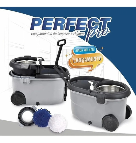 Balde Perfect Mop Pro 360 Inox C/3 Refis