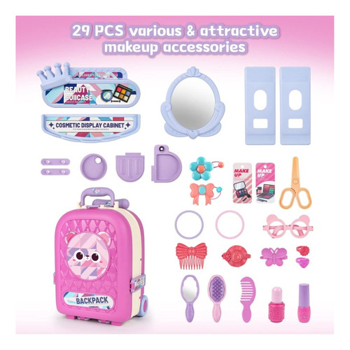 Juego De Mesa Maquillaje 2 En 1 Para Niños Y Niñas Y Maleta