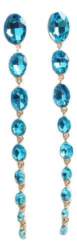 Pendientes Largos Con Cuentas De Cristal Y Cadena En Forma D