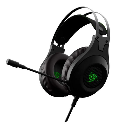 Auriculares gamer VSG Kuiper negro con luz verde LED