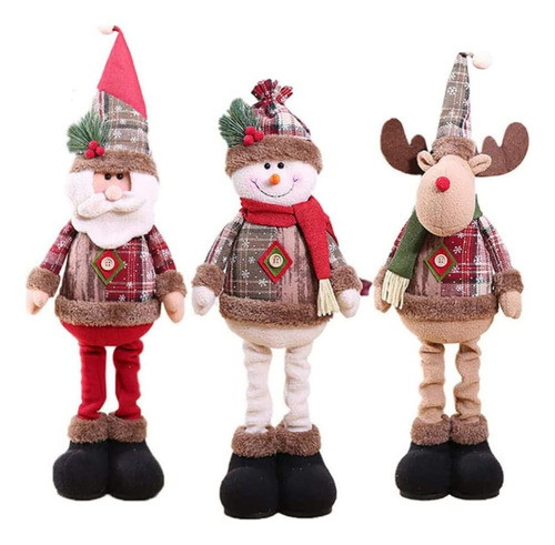 3pcs Navidad Santa Claus Elk Ciervos Muñeco De Nieve Adornos