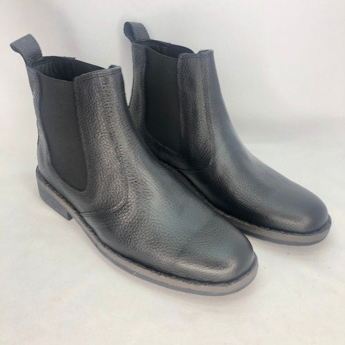 Bota Botineta Hombre Cuero Vacuno Negro Elastico Tabbuso