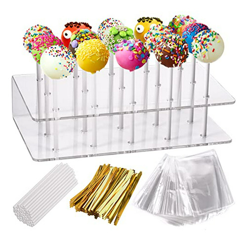 Kit Fabricación Cake Pops Con Soporte Acrílico, Palos, Bolsa