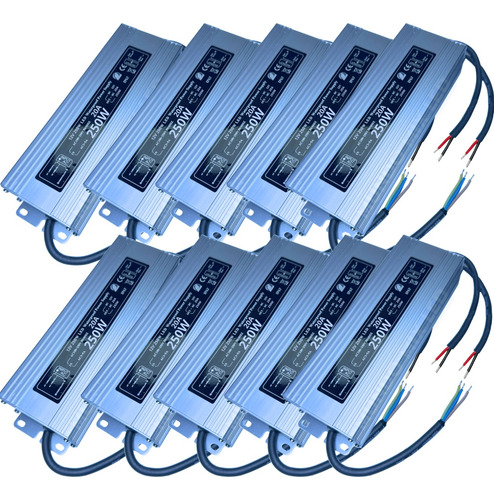 10pçs Fonte Blindada Ip67 Para Leds 250w 20a 12v 110v 220v