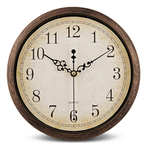 Reloj De Pared Marrón Vintage, Silencioso, Sin Tictac, De 10