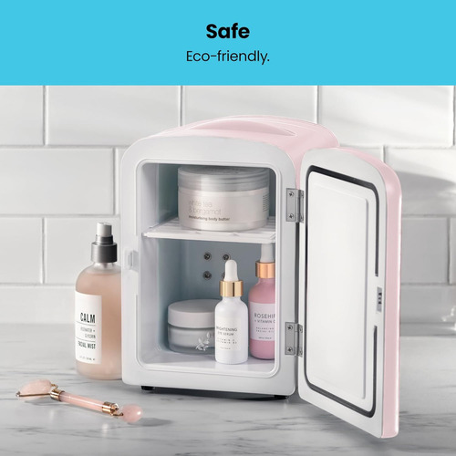 Mini Frigobar 4l, Portátil Para Latas Y Cuidado De Piel Rosa