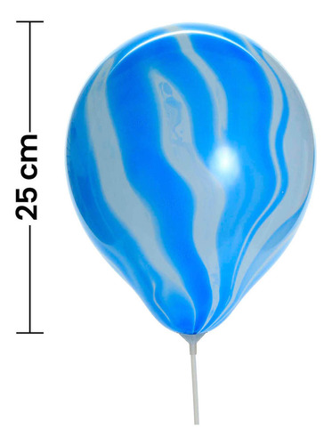Globo Marmoleado Latex Colores Decorar 25cm Mylin 10pz Color Azul