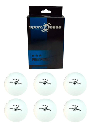 Pelotas Bolas Ping Pong Sportfitness Caja 6 Bolas Tenis Mesa Color Blanco