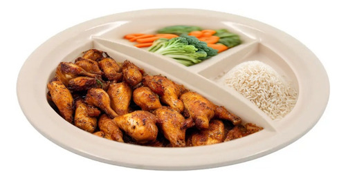Juego De Platos Melamina Beige Con 3 Divisiones 6