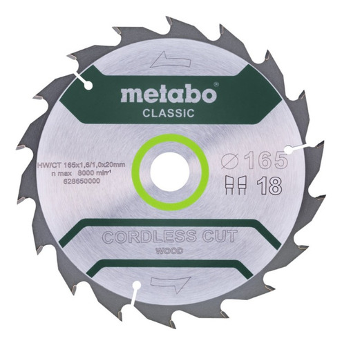 Hoja Sierra Circular 165mm Multi Cut Metabo