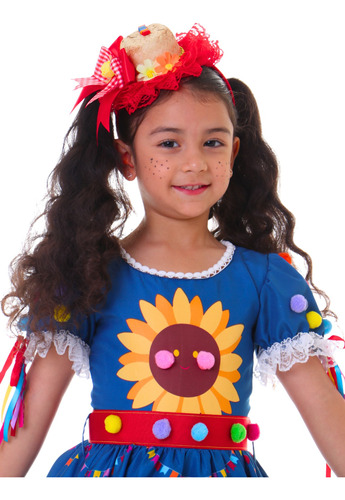 Vestido Junino Infantil Luxo Azul Royal