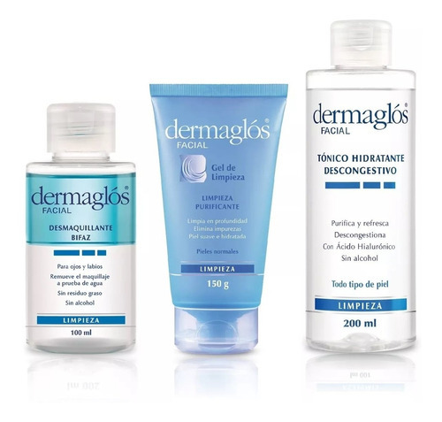 Dermaglos Set Rutina Limpieza Piel Normal Tonico+gel+ojos