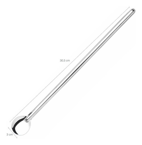 5 Colheres Bailarina Inox Para Drinks Gin Coquetel Suco Long