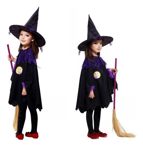 2 Piezas Disfraz De Bruja De Halloween Para Niñas Pequeñas