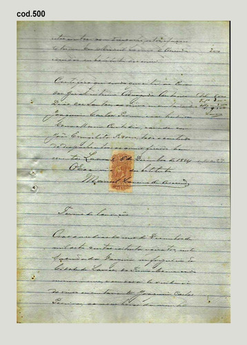 Documento Inventário C/relação 1884 Com Selo Raro - Cod.500