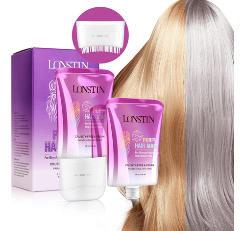 Lonstin Mascara De Cabello Morado Con Peine, Antilaton, Sin 