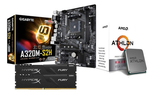 Kit Processador Athlon 3000g Gigabyte Ga-a320m-s2h 2x8gb Hx 