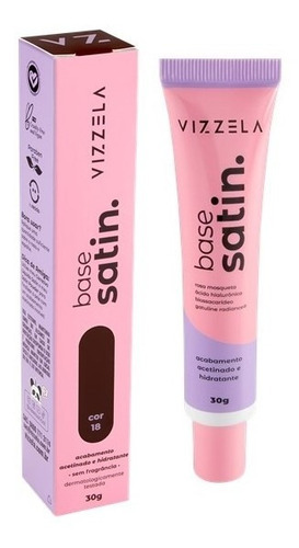 Base de maquiagem Vizzela Vegana Satin tom cor 18 - 30mL 30g