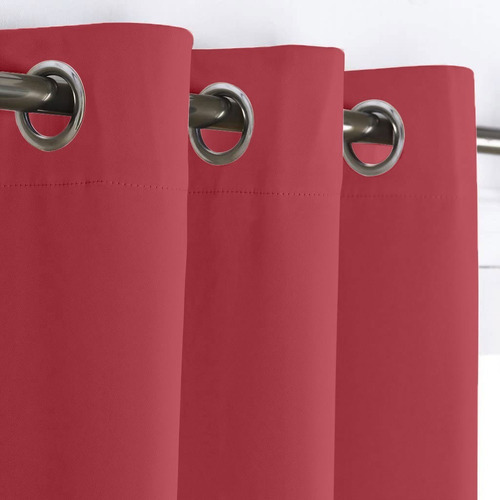Cortinas Blackout 275cm Ancho X 215cm De Largo En 2 Paneles Color Rojo Cereza