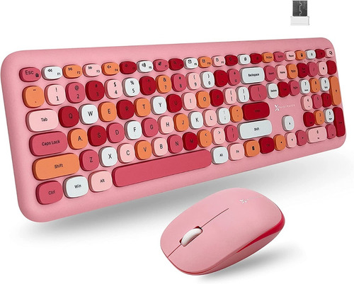 Teclado/mouse Combo Inalámbrico Colorido Rosa