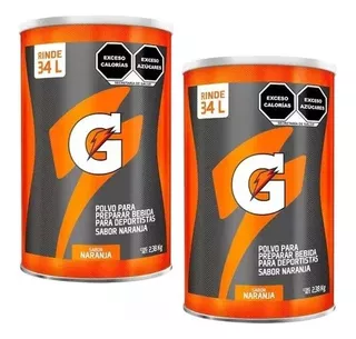 Gatorade En Polvo 2 Latas Naranja Rinde 34 Lts 2.38 Kilos