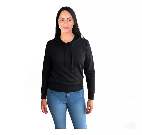 Sudadera Cerrada Básica Capucha Lisa Negra