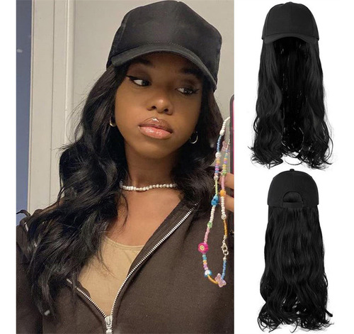 Peluca Con Visera Para Mujer, Pelo Largo Simulado Big One Fa