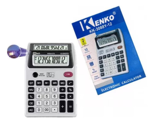 Calculadora Doble Visor Kenko 12 Digitos Test Dinero Falso