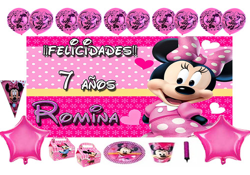 Minnie Mouse Rosa Paquete Fiesta Para 10 Niños Mimi Mause