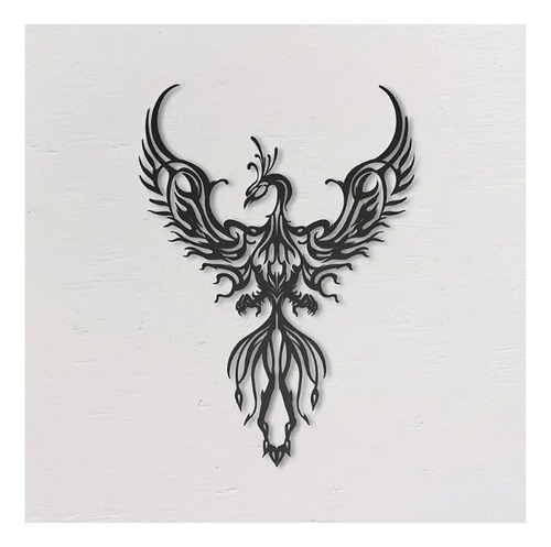 Decoración Pared Con Silueta De Fénix Hecha Hierro Forjado