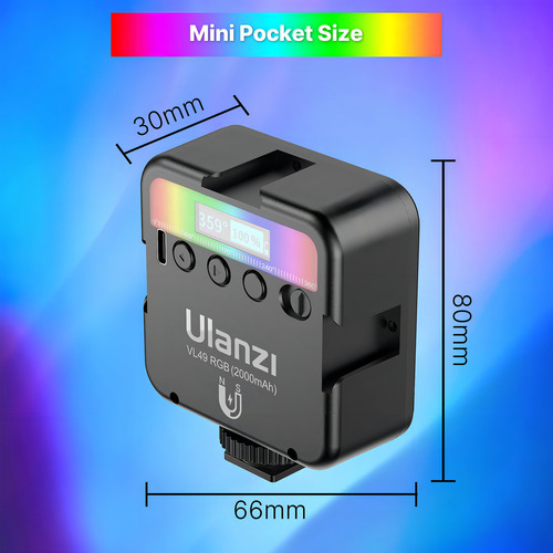 Vijim Ulanzi Vl49 Rgb - Luz de vídeo com 3 sapatos frios, Mi