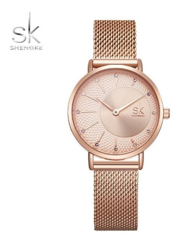 Relógio Rose Gold Shengke Sk Feminino