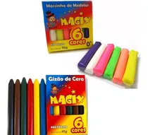 Comprar Kit 6 Caixas Massinha De Modelar + 6 Caixas Giz De Cera 