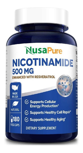 Nicotinamida 500 Mg (b-3) Nusapure 180 Capsulas Vegetarianas