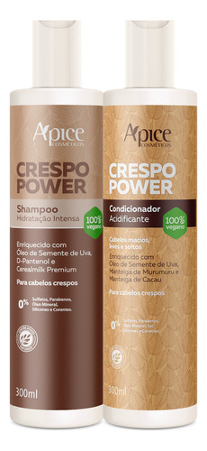 Kit Ápice Cosméticos Crespo Power Shampoo, Condicionador