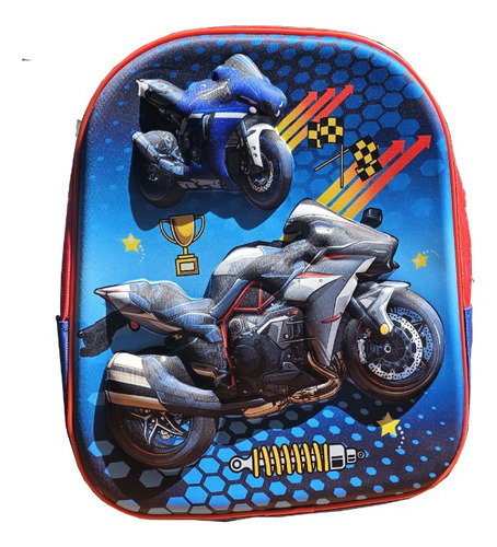 Mochila Infantil Para Niño, Mochila Con Diseño De Motos 3d