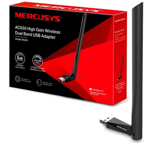 Adaptador Wifi Usb Par Pc Laptop Mercusys Mu6h Ac650 Tp Link