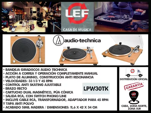 Tocadiscos Audio Technica AT-LPW30TK Madera - Plato Tocadiscos