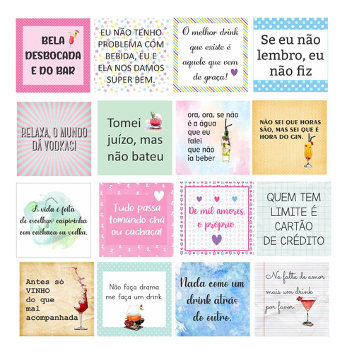 Mini Cartões P Drinks Tags P Bebidas Frases Divertidas 150un