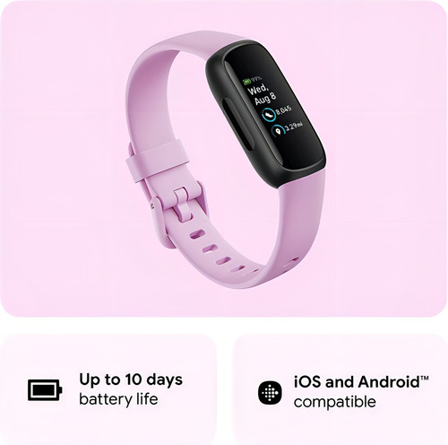 Smartband Fitbit Inspire 3 Fitness Tracker - Lilac Bliss Cor da caixa Lilás Desenho da pulseira Lilás