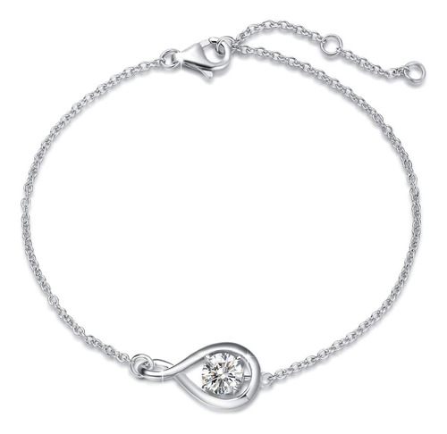 Fancime Pulsera De Plata De Ley 925 Con Zafiro Azul Sinttico