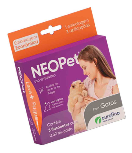 Neopet Gatos 0,32ml Combo 3 Pipetas 3 Meses Tratamento