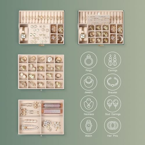 Caja Organizadora De Joyas 3 Capas Con Candado Para Navidad.